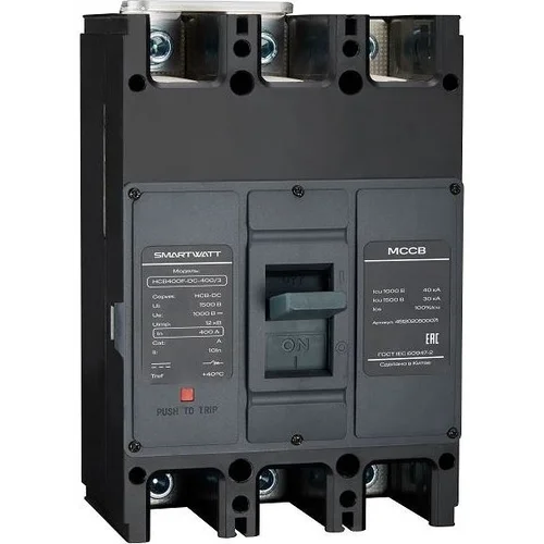Автоматический выключатель в литом корпусе SMARTWATT PDE HCB400F-DC-400/3, 400 А, 3P, 30 кА