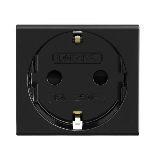 Розетка 1-м 2мод. Viva 16А IP20 2P+E с заземл. защ. шторки черн. DKC 45205