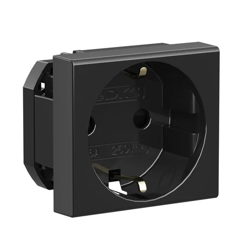 Розетка 1-м 2мод. Viva 16А IP20 2P+E с заземл. защ. шторки черн. DKC 45205