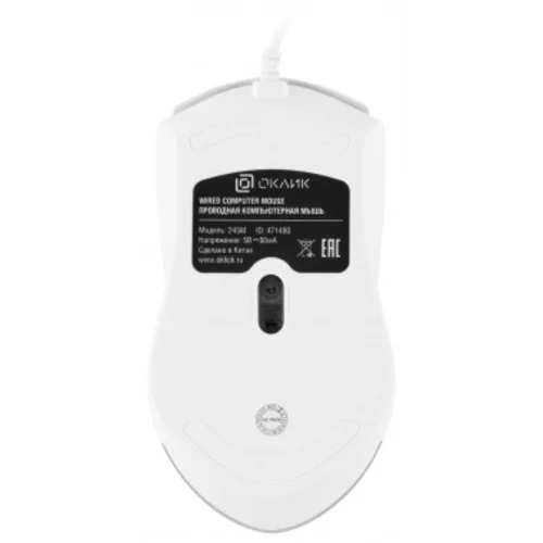 Мышь Оклик 245M белый оптическая (1000dpi) USB (3but)