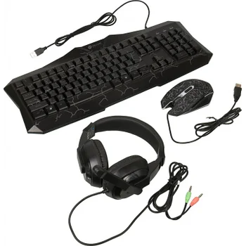 Комплект Оклик HS-HKM100G IMPERIAL (клавиатура, мышь, гарнитура) черный (489352)