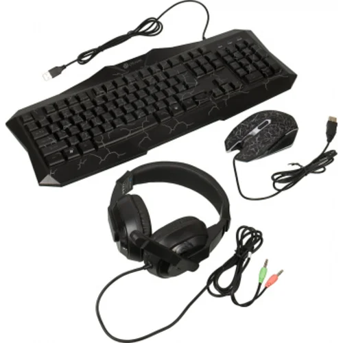 Комплект Оклик HS-HKM100G IMPERIAL (клавиатура, мышь, гарнитура) черный (489352)