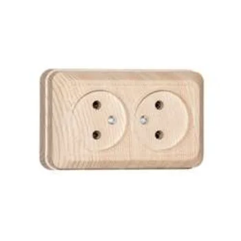 Розетка 2-м ОП Олимп 16А без заземл. сосна UNIVersal 5560858