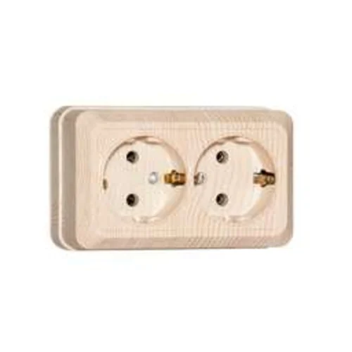 Розетка 2-м ОП Олимп 16А с заземл. сосна UNIVersal 5560865