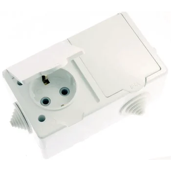 Розетка 2-м ОП РА16-759 16А IP44 с заземл. ПГ бел. Кунцево 5907