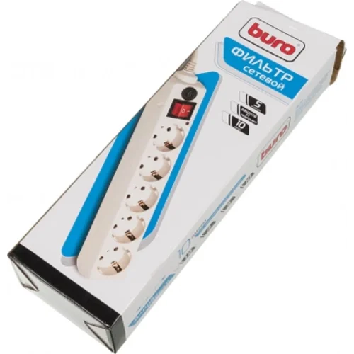 Сетевой фильтр Buro 500SH-1.8-W 1.8м (5 розеток) белый (коробка)