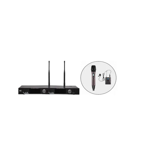 Система двухканальная радиомикрофонная ITC T-521UT, приёмник +1 ручной+1 петличный микрофоны