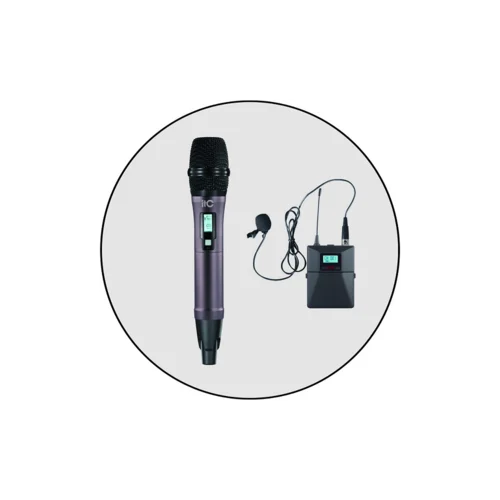 Система двухканальная радиомикрофонная ITC T-521UT, приёмник +1 ручной+1 петличный микрофоны