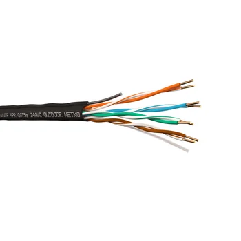 Кабель U/UTP4 cat.5e NETKO, 4 пары 24 AWG BC, с проволочным тросом, PE, outdoor, 305м