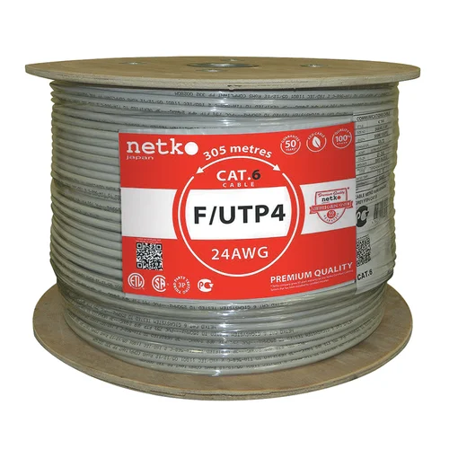 Кабель F/UTP 4 (FTP4 ) cat.6 NETKO, 4 пары 23 AWG BC, PVC, indoor, 305м