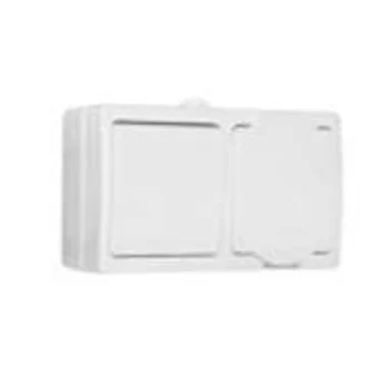 Блок ОП Аллегро 1-кл. вык. + роз. с заземл. защ. шторки с крыш. IP54 бел. UNIVersal 5562968