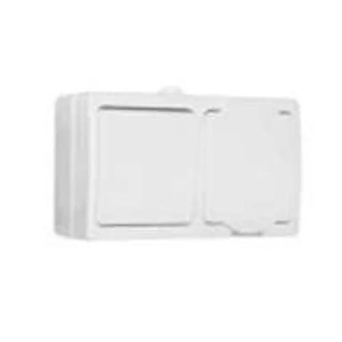 Блок ОП Аллегро 1-кл. вык. + роз. с заземл. защ. шторки с крыш. IP54 бел. UNIVersal 5562968