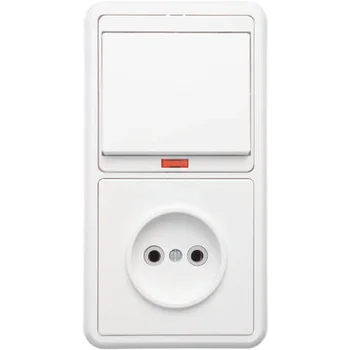 Блок БКВР-214 Бэлла (1-кл. выкл. с инд. + розетка) бел. Кунцево 5817