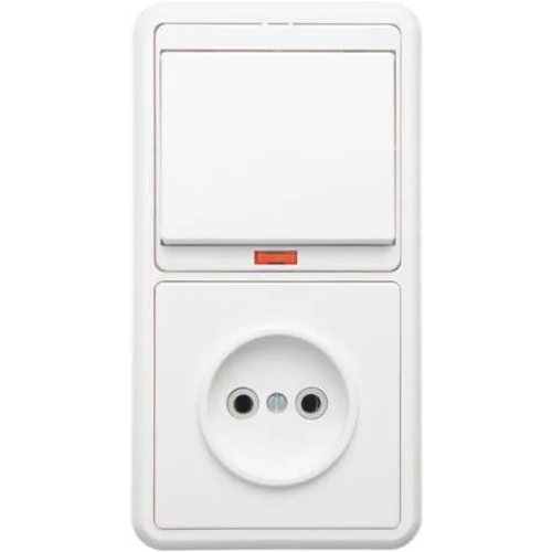 Блок БКВР-214 Бэлла (1-кл. выкл. с инд. + розетка) бел. Кунцево 5817