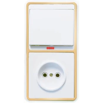 Блок БКВР-214 Бэлла (1-кл. выкл. с инд. + розетка) зол. Кунцево 5818