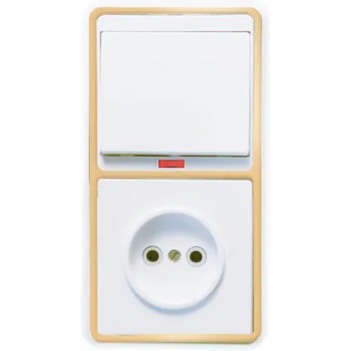 Блок БКВР-214 Бэлла (1-кл. выкл. с инд. + розетка) зол. Кунцево 5818