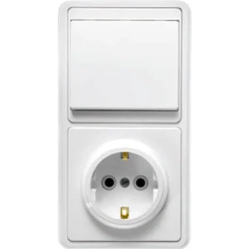 Блок БКВР-031 Бэлла (1-кл. выкл. + розетка с заземл.) бел. Кунцево 5819