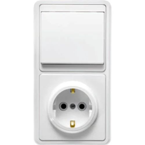 Блок БКВР-031 Бэлла (1-кл. выкл. + розетка с заземл.) бел. Кунцево 5819