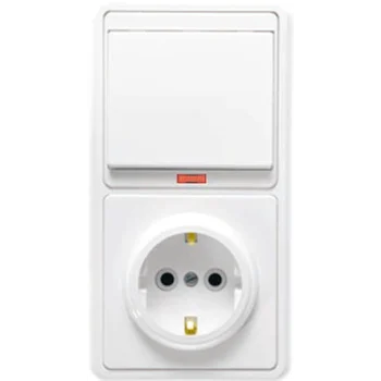 Блок БКВР-056 Бэлла (1-кл. выкл. с подсветкой + розетка с заземл.) бел. Кунцево 5821