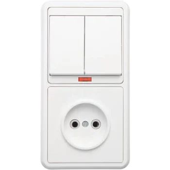 Блок БКВР-213 Бэлла (2-кл. выкл. с инд. + розетка) бел. Кунцево 5829