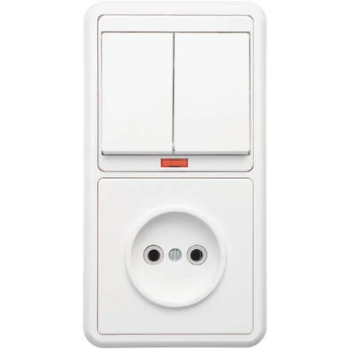 Блок БКВР-213 Бэлла (2-кл. выкл. с инд. + розетка) бел. Кунцево 5829