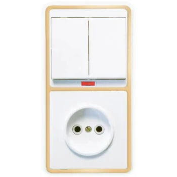 Блок БКВР-213 Бэлла (2-кл. выкл. с инд. + розетка) зол. Кунцево 5830