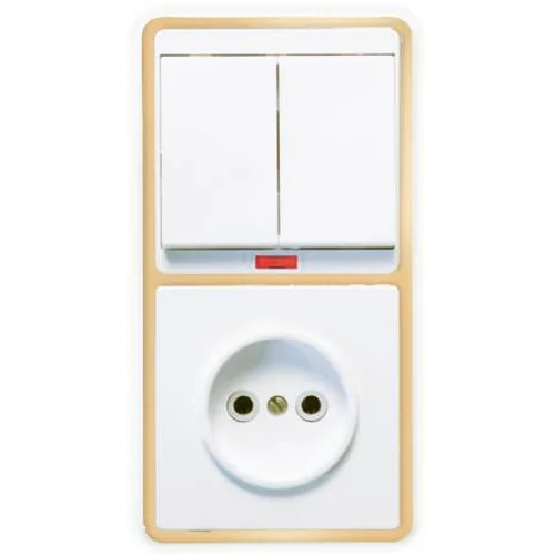 Блок БКВР-213 Бэлла (2-кл. выкл. с инд. + розетка) зол. Кунцево 5830