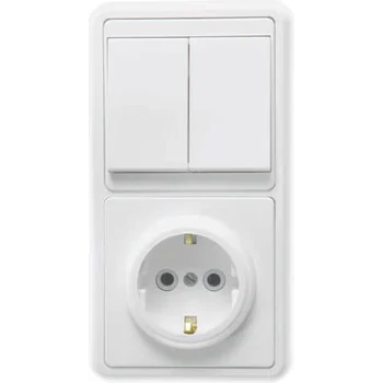 Блок БКВР-032 Бэлла (2-кл. выкл. + розетка с заземл.) бел. Кунцево 5831