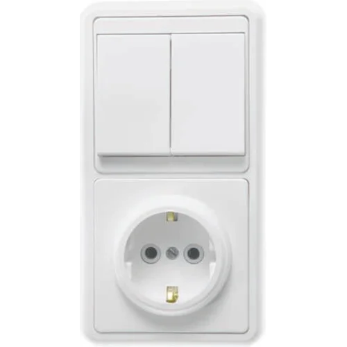 Блок БКВР-032 Бэлла (2-кл. выкл. + розетка с заземл.) бел. Кунцево 5831