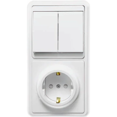 Блок БКВР-035 Бэлла (2-кл. выкл. + евророзетка с защ. шторками) бел. Кунцево 5835