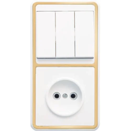 Блок БКВР-039 Бэлла (3-кл. выкл. + розетка) зол. Кунцево 5840