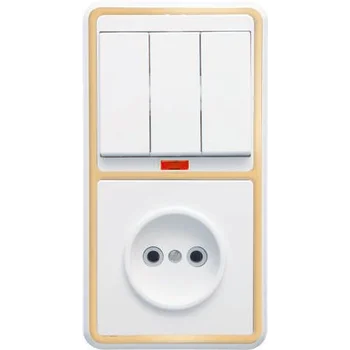 Блок БКВР-212 Бэлла (3-кл. выкл. с инд. + розетка) зол. Кунцево 5842