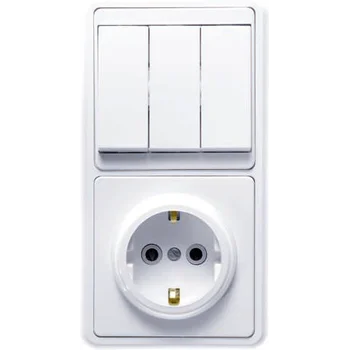 Блок БКВР-033 Бэлла (3-кл. выкл. + розетка с заземл.) бел. Кунцево 5843