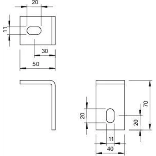 Комплект креп. угловой 70х50+болт M10х25 гор. оцинк. BW 70 40 FT OBO 6019706