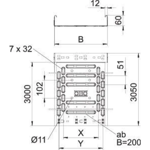 Лоток листовой перфорированный 200х60 L3050 сталь 0.75мм RKMS 620 FS OBO 6047638