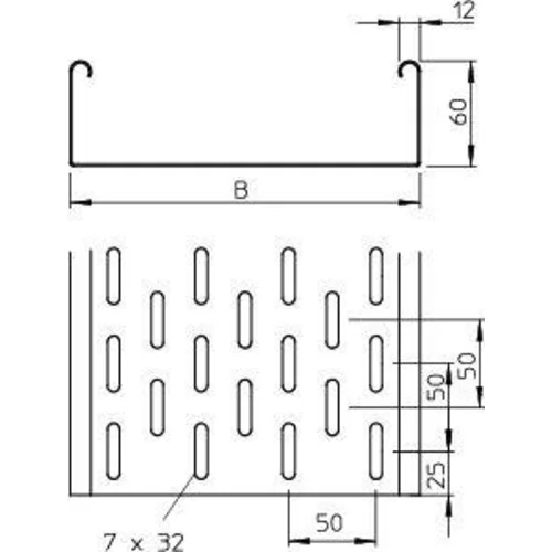 Лоток листовой перфорированный 600х60 L3000 сталь 1.5мм SKS 660 FT OBO 6056733