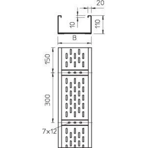 Лоток листовой перфорированный 200х110 L6000 сталь 2мм WKSG 120 FS OBO 6098111