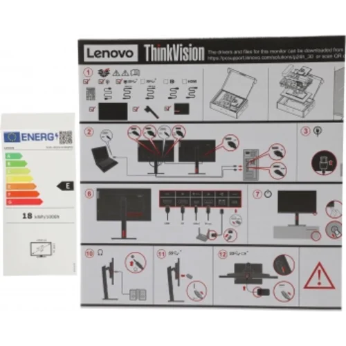 Монитор Lenovo 23.8" ThinkVision P24h-30 черный IPS LED 4ms 16:9 HDMI матовая HAS Piv 300cd 178гр/17