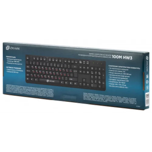Клавиатура Оклик 100M HW3 черный USB (654570)