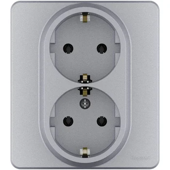 Розетка Inspiria 16А 250В 2х2P+E немецк. стандарт алюм. Leg 673752