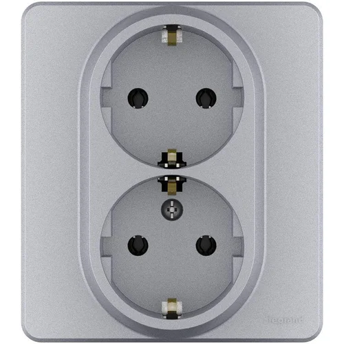 Розетка Inspiria 16А 250В 2х2P+E немецк. стандарт алюм. Leg 673752