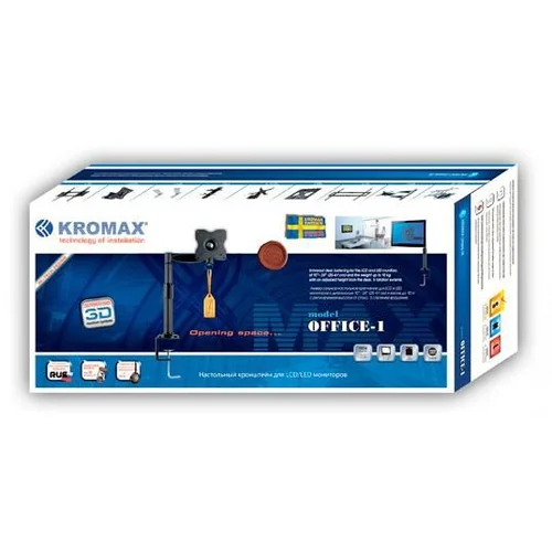 Кронштейн для мониторов ЖК Kromax OFFICE-1 темно-серый 15"-32" макс.10кг настольный поворот и наклон