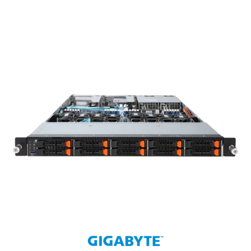 Платформа Gigabyte 1U R181-NA0, До двух процессоров Intel Xeon Scalable Gen2, DDR4, 10x2,5" U.2 NVMe, 2x1000Base-T