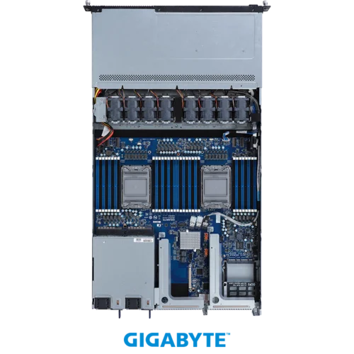 Платформа Gigabyte 1U R182-340, До двух процессоров Intel Xeon Scalable Gen3, DDR4, 4x3,5" HDD SATA, 2x1000Base-T
