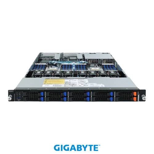 Платформа Gigabyte 1U R182-Z91, До двух процессоров AMD EPYC 7003, DDR4, 8x2.5" SATA/SAS, 2 x 2.5" NVMe, 2x1000Base-T