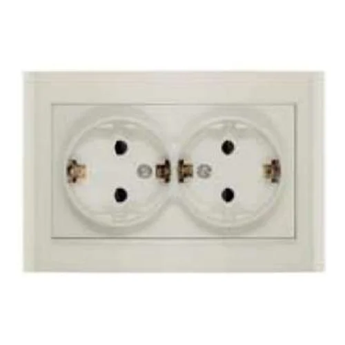 Розетка 2-м СП Бриллиант 16А IP20 с заземл. защ. шторки сл. кость UNIVersal 7948769