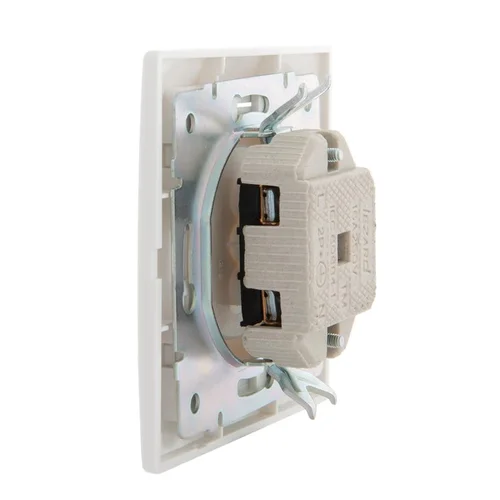 Розетка 1-м СП Mira 16А IP20 без заземл. с бел. вставкой керамика бел. LEZARD 701-0202-121