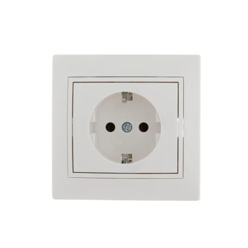 Розетка 1-м СП Mira 16А IP20 с заземл. с бел. вставкой керамика бел. LEZARD 701-0202-122