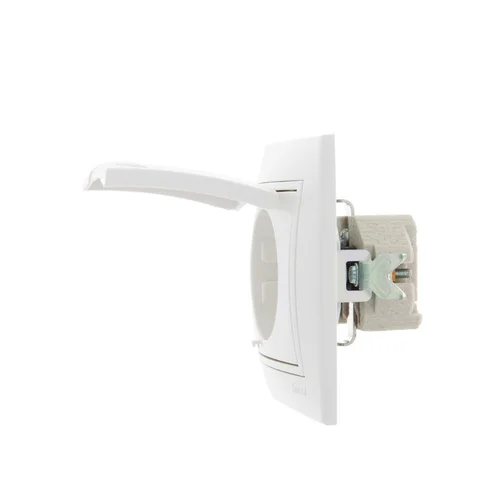 Розетка 1-м СП Mira 16А IP20 с заземл. с защ. крышкой с бел. вставкой керамика бел. LEZARD 701-0202-