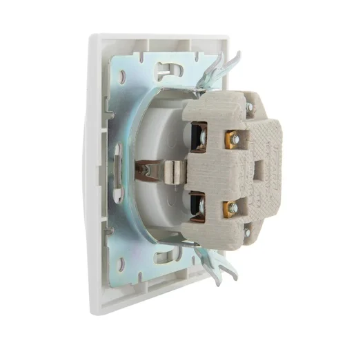 Розетка 1-м СП Mira 16А IP20 с заземл. с защ. крышкой с бел. вставкой керамика бел. LEZARD 701-0202-